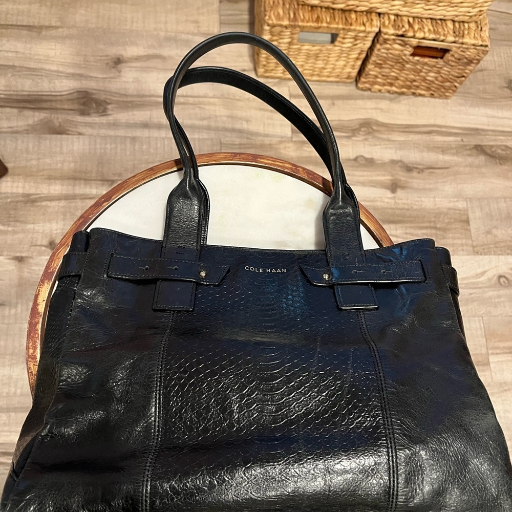 Used Cole Haan Textured Black Tote